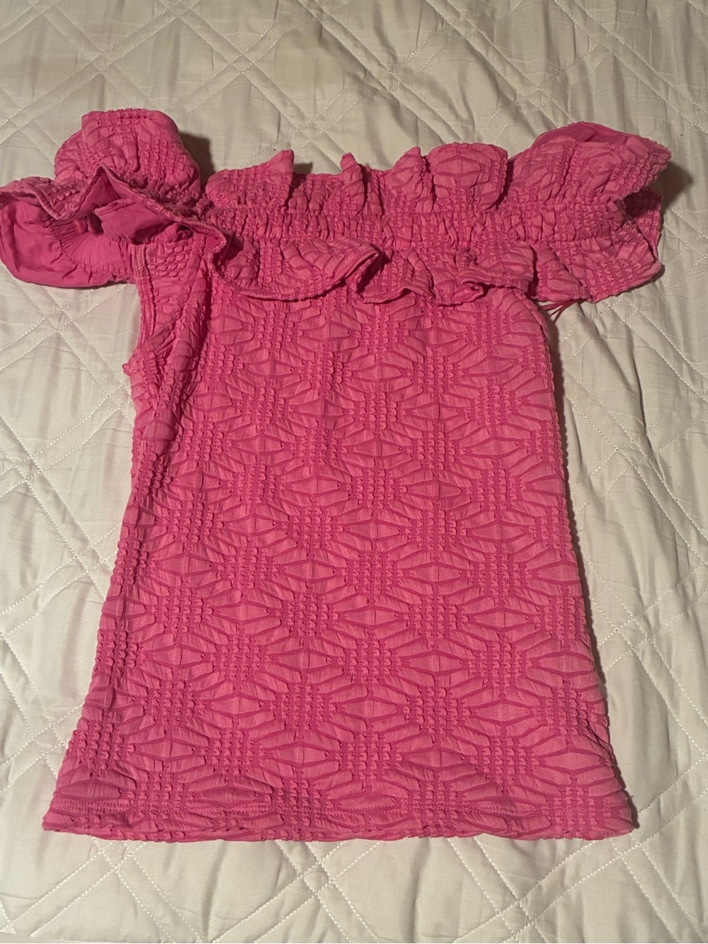 Maeve Textured One-Shoulder Ruffle Knit  in Pink - Picture 4 of 5